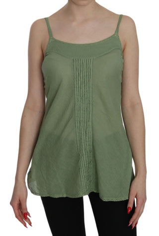 Blusa sin mangas de tirantes espagueti de seda verde