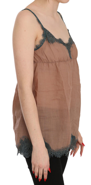 Braunes Spitzen-Spaghettiträger-Tanktop-Bluse