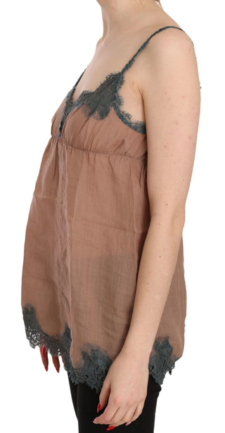 Braunes Spitzen-Spaghettiträger-Tanktop-Bluse