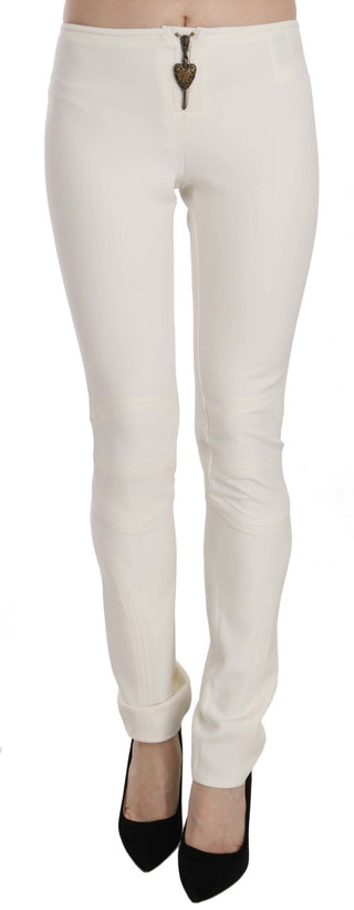 White Mid Waist Skinny Dress Trousers Pants