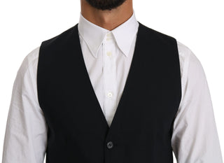 Blaue Wollweste Formelle Gilet Weste
