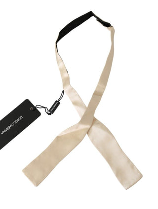 Beige schmale Skinny Herren Krawatte 100% Seide Fliege