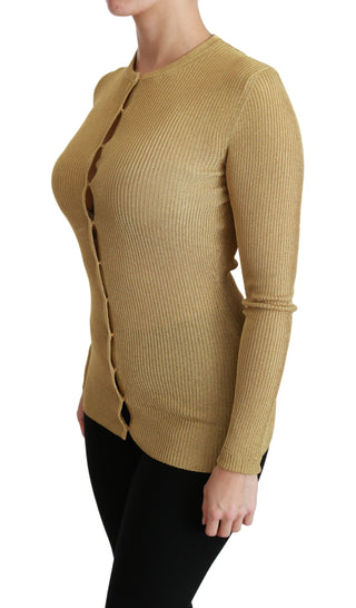 Goldfarbener Langarm-Cardigan aus Viskose