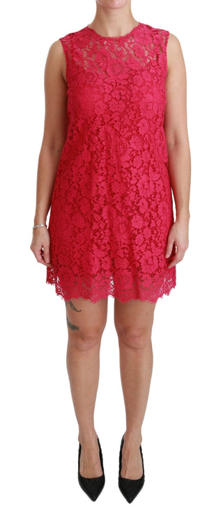 Rosa florales Spitzen-Shiftkleid Minikleid