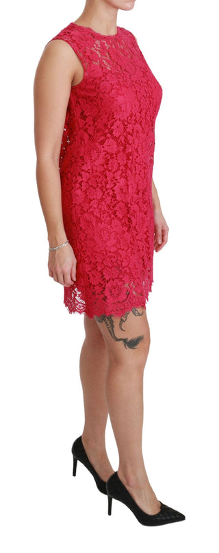 Rosa florales Spitzen-Shiftkleid Minikleid