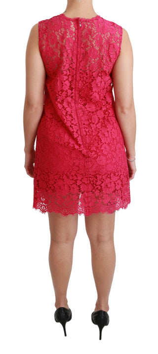 Rosa florales Spitzen-Shiftkleid Minikleid