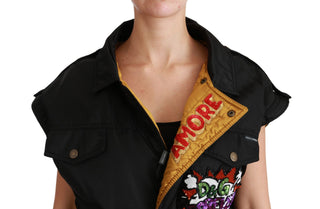 Schwarze Königin-Kronen-Pailletten-Bomberjacke
