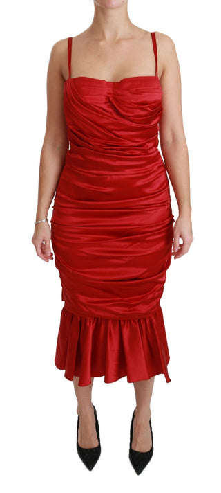 Rotes Seiden-Stretch-Meerjungfrauen-Bodycon-Kleid