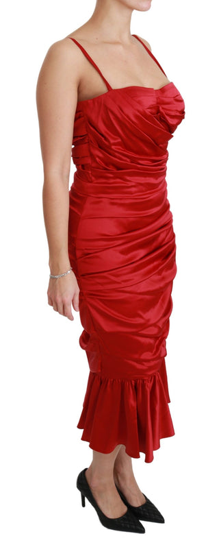 Rotes Seiden-Stretch-Meerjungfrauen-Bodycon-Kleid