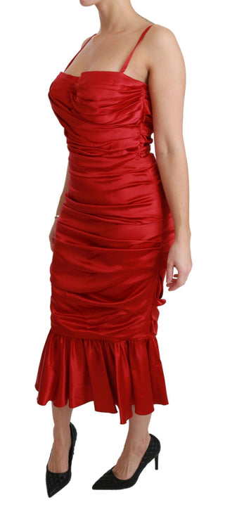 Rotes Seiden-Stretch-Meerjungfrauen-Bodycon-Kleid