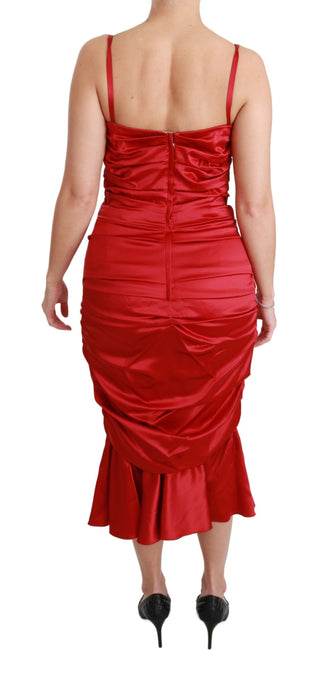 Rotes Seiden-Stretch-Meerjungfrauen-Bodycon-Kleid
