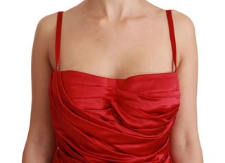 Rotes Seiden-Stretch-Meerjungfrauen-Bodycon-Kleid