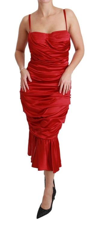 Rotes Seiden-Stretch-Meerjungfrauen-Bodycon-Kleid