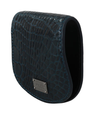 Blauer Kondom-Etui-Halter aus Exotenleder für die Hosentasche
