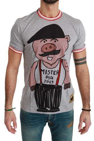 Graues Baumwoll-Top T-Shirt Jahr des Schweins 2019