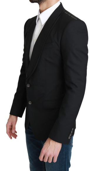 Blazer Formal de Lana Negro de Un Solo Botón