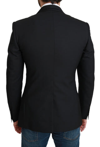 Blazer Formal de Lana Negro de Un Solo Botón