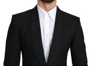 Blazer Formal de Lana Negro de Un Solo Botón