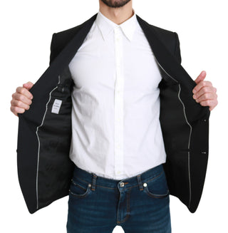 Blazer Formal de Lana Negro de Un Solo Botón