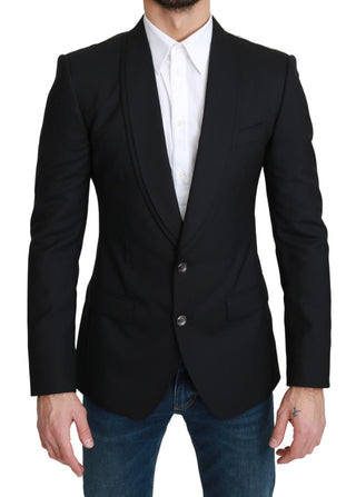 Blazer Formal de Lana Negro de Un Solo Botón