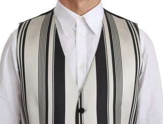 White Gray Black Stripes Waistcoat Formal Vest