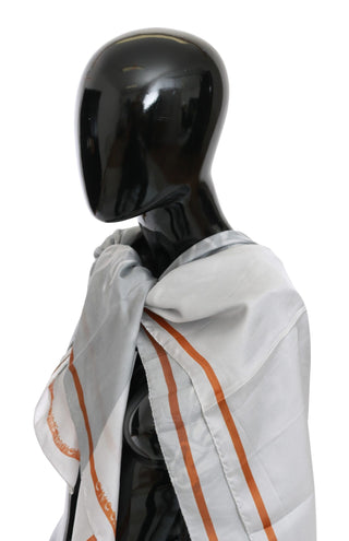 Grauer roter Seidenschal Foulard Wickelschal
