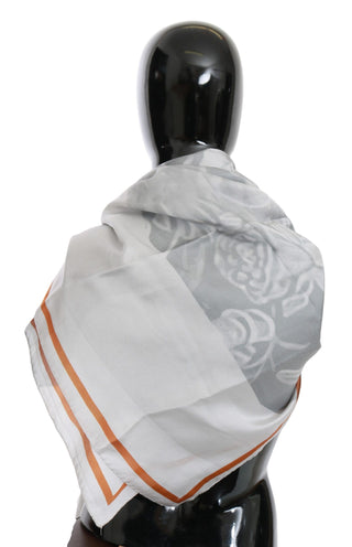 Grauer roter Seidenschal Foulard Wickelschal