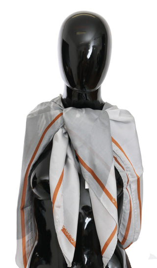 Grauer roter Seidenschal Foulard Wickelschal