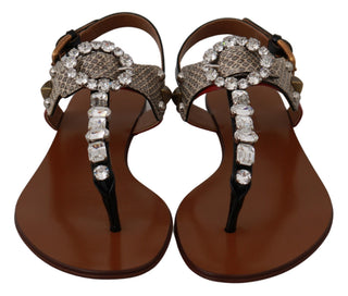 Leder Ayers Kristall Sandalen Flip Flops Schuhe