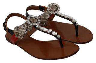 Leder Ayers Kristall Sandalen Flip Flops Schuhe