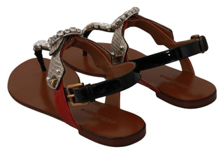 Leder Ayers Kristall Sandalen Flip Flops Schuhe