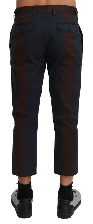 Braune gestreifte Cropped-Hose