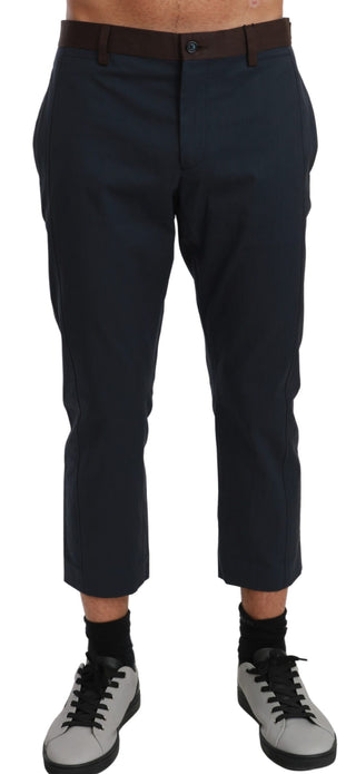 Braune gestreifte Cropped-Hose