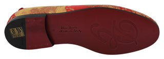 Rotgoldene Brokat-Slipper Loafers