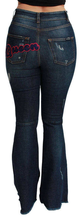 Jeans de algodón de mezclilla azul con campana