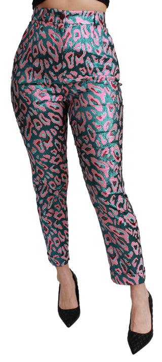 Pantalones recortados de cintura alta con patrón multicolor