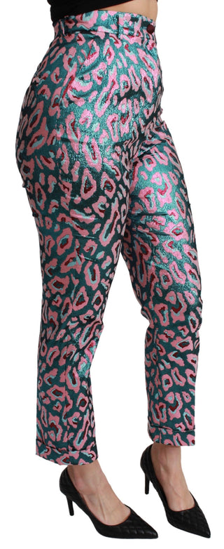 Pantalones recortados de cintura alta con patrón multicolor