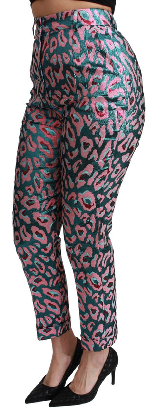 Pantalones recortados de cintura alta con patrón multicolor