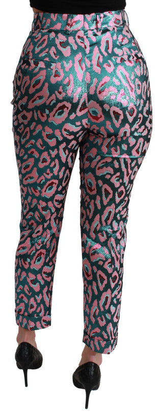 Pantalones recortados de cintura alta con patrón multicolor