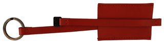Schlüsselanhänger aus rotem Leder mit Markenlogo