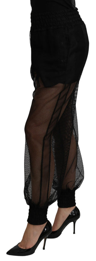 Pantalones jogger de poliéster negro transparentes