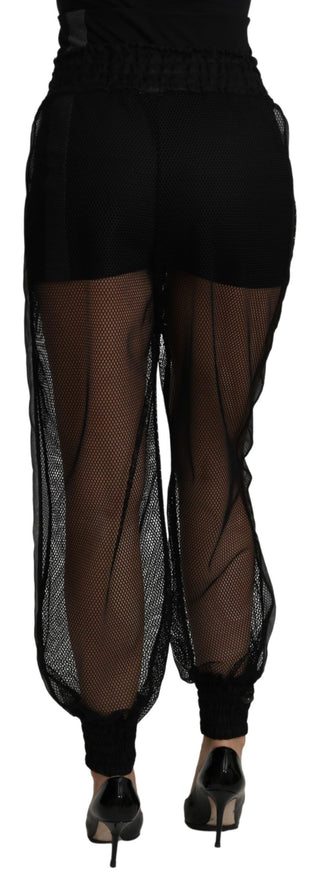 Pantalones jogger de poliéster negro transparentes