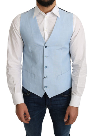Chaleco formal de viscosa azul elástica