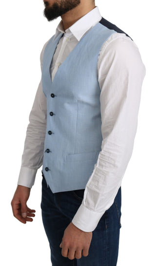 Chaleco formal de viscosa azul elástica