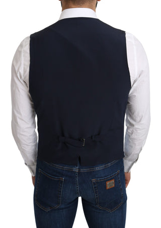 Chaleco formal de viscosa azul elástica