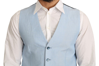 Chaleco formal de viscosa azul elástica