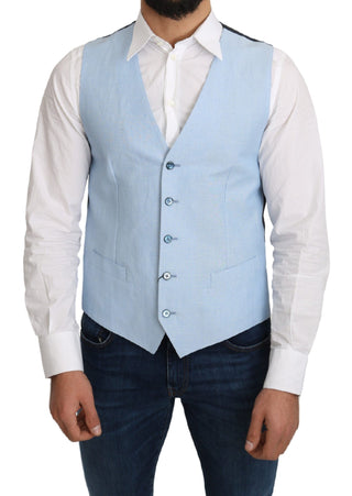 Chaleco formal de viscosa azul elástica