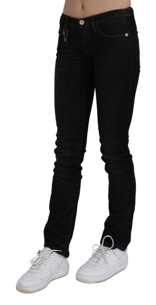 Schwarze Skinny Jeans aus Baumwolle mit mittlerer Bundhöhe