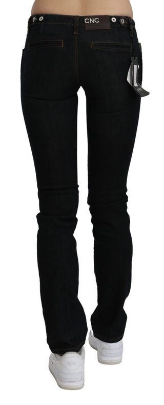 Schwarze Skinny Jeans aus Baumwolle mit mittlerer Bundhöhe