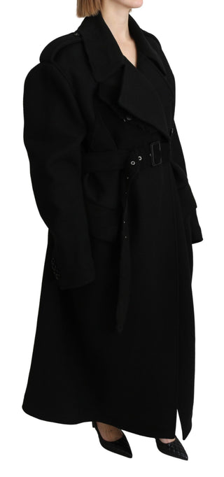 Chaqueta trench de lana virgen negra